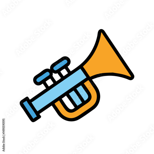 Trumpet Vector Icon with Blue and Orange Accents