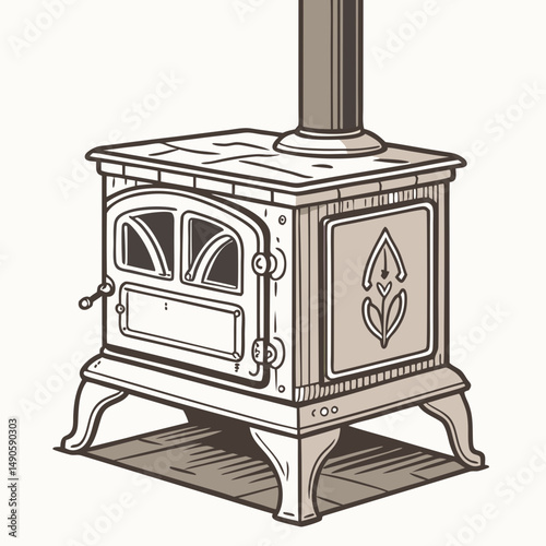 Vintage wood burning stove cozy home fireplace heat