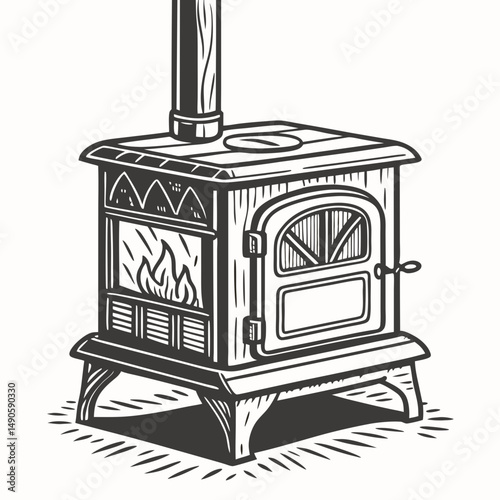 Vintage wood burning stove cozy fireplace home heat