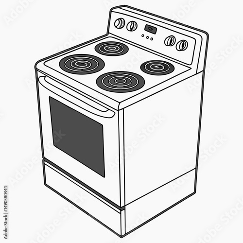 Electric stove oven kitchen appliance illustration
