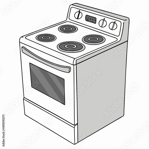 Electric stove oven kitchen appliance illustration