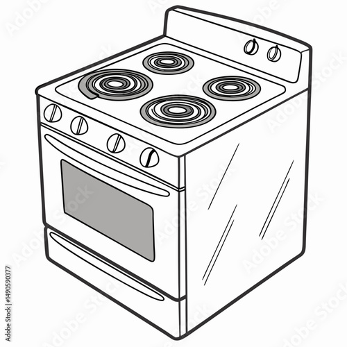 Electric stove oven kitchen appliance illustration