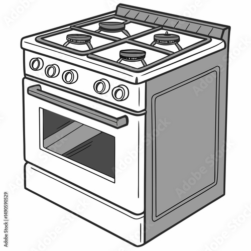 Modern gas stove with oven kitchen appliance
