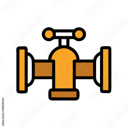 Orange and White Valve Icon on Black Background