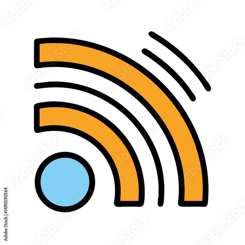 A stylized wireless signal icon in orange and black, representing modern connectivity, Wi-Fi, digital communication, and internet access
