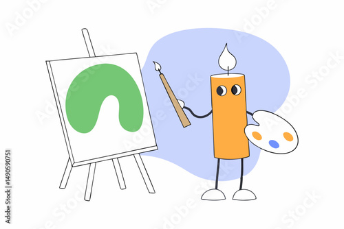Funny candle cartoon character with arms and legs showing expressive emotion in a humorous design suitable for entertainment or quirky branding content