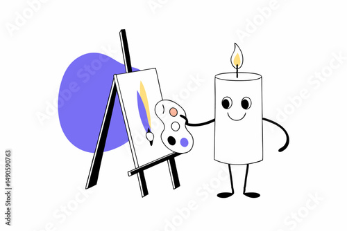 Animated candle with expressive face and limbs portraying a funny yet relatable emotion perfect for comics character design or novelty graphics