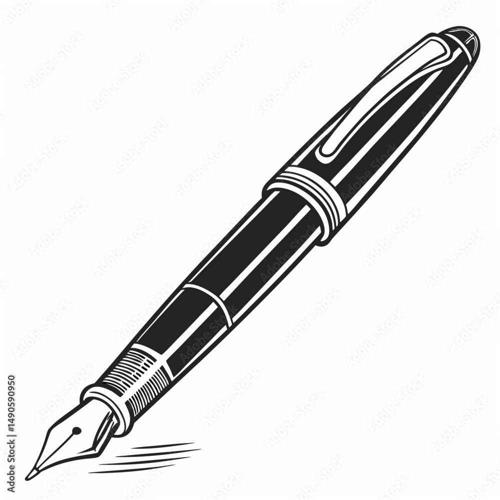 Naklejka premium Professional isolated fountain pen illustration transparent background