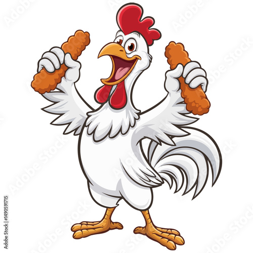 cartoon rooster chicken with a big smile