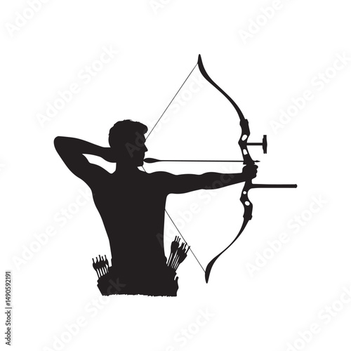 silhouette of a person shooting archery, customizable vector image