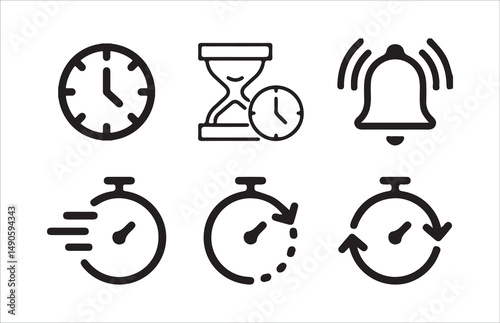 Time and clock icons set, stopwatch, timer, , time management concept, fast stopwatch line icon, Victor illustrations  Eps 10.