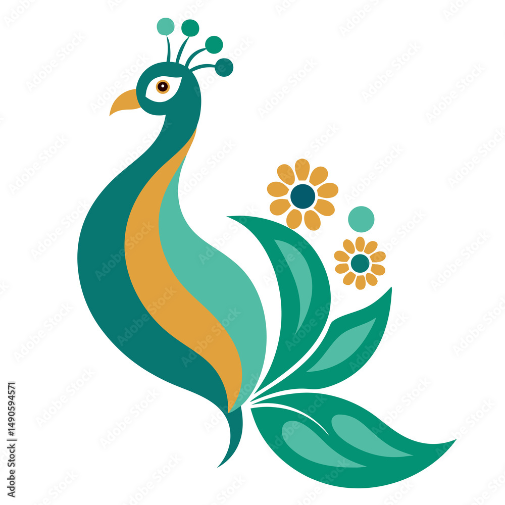 Obraz premium peacock with flowers