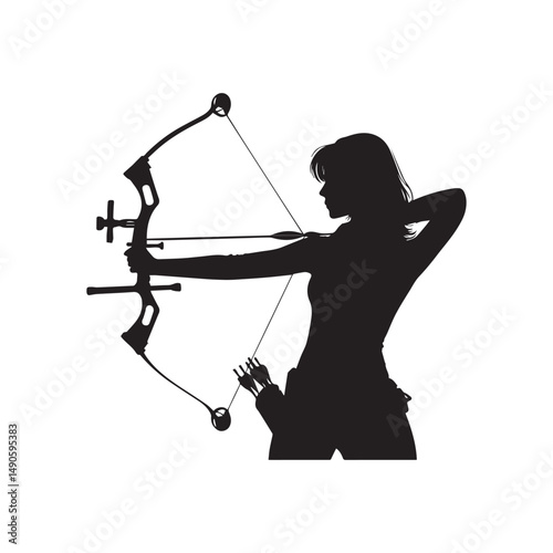 silhouette of a person shooting archery, customizable vector image