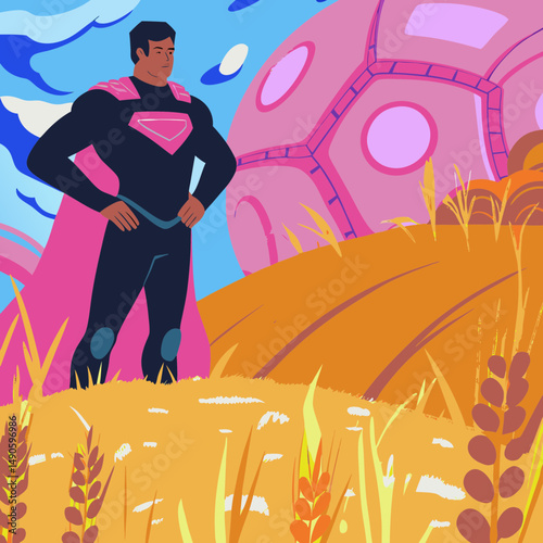vector illustration of an old farmer