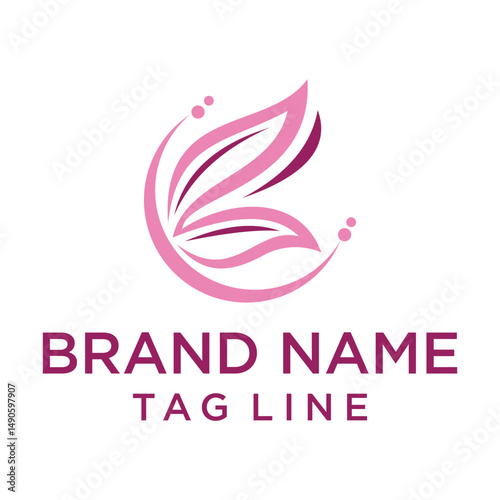 A delicate and elegant logo featuring stylized butterfly wings in shades of pink. Evokes beauty, transformation, and grace. Suitable for beauty, fashion, or wellness brands.