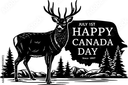 Detailed digital illustration showcasing a heart shape with Canada flag elements and maple leaves, perfect for celebrating national pride in creative projects.