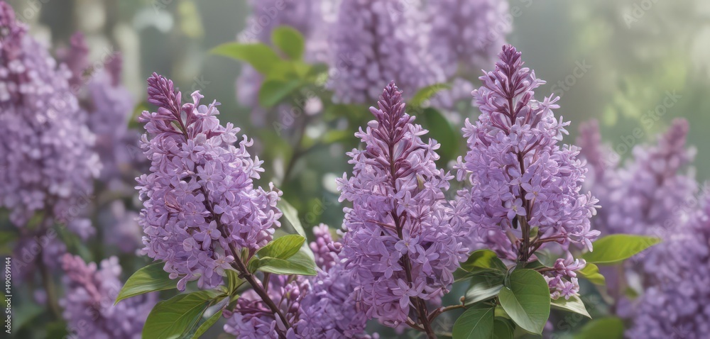 Obraz premium Delicate purple lilac blossoms, soft spring background, purple, pretty