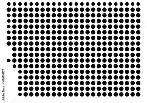 Symbol Map Of the County Mills (Iowa, US) showing the County with a few black dots