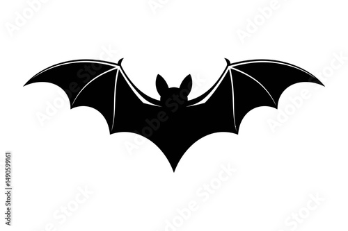 Black silhouette of bat for halloween vector art