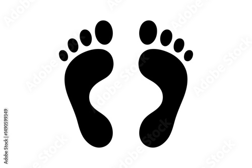 Footprints walking feet human steps black and white