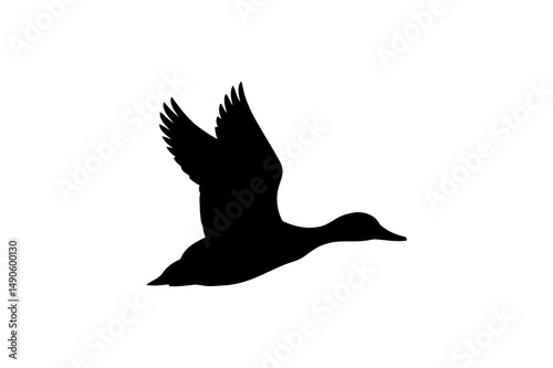 Flying duck silhouette vector image black and white