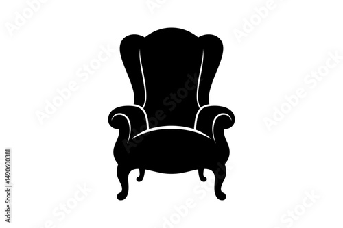 Black silhouette of a classic wingback armchair
