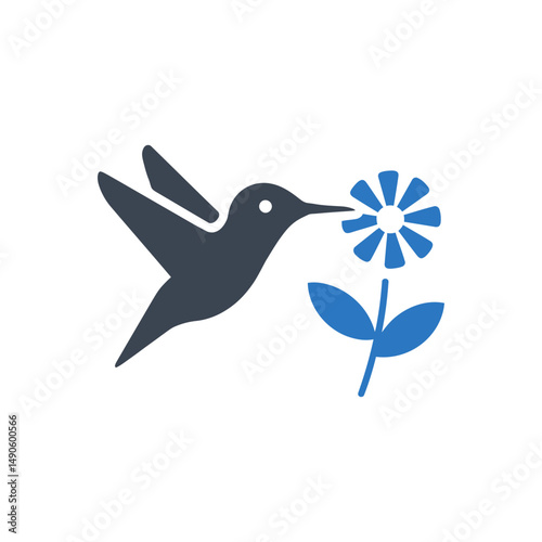 Hummingbird Flower Pollination Icon
