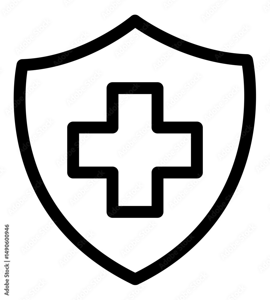 Health Shield Icon – Minimal Outline Symbol for Medical and Safety Apps Health Shield Icon – Minimal Outline Symbol for Medical and Safety Apps