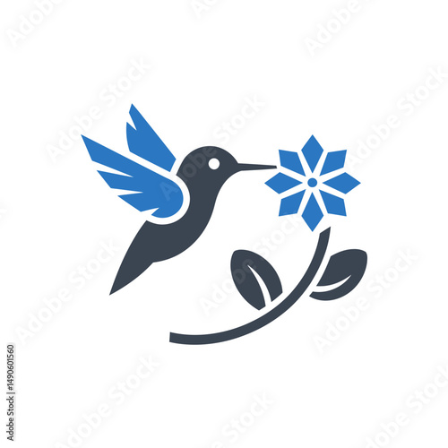 Hummingbird Flower Pollination Icon