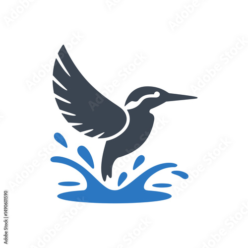Diving Bird Splash Icon