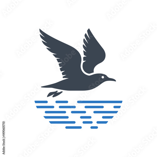 Flying Seabird Ocean Icon