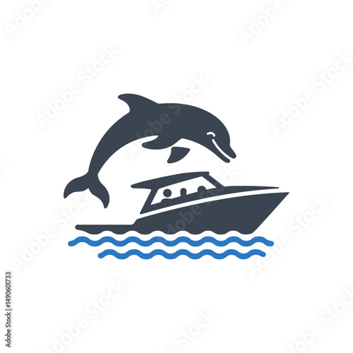 Dolphin Watching Boat Icon