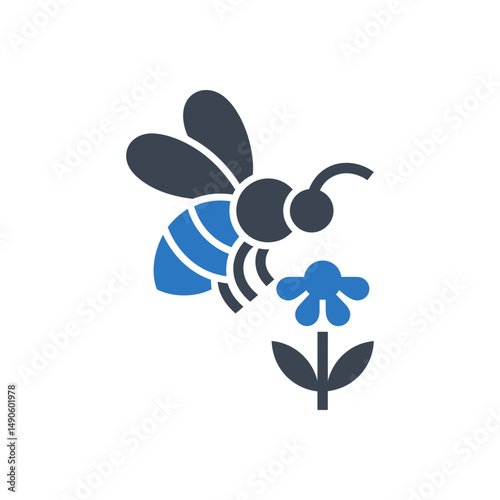 Bee Flower Pollination Icon