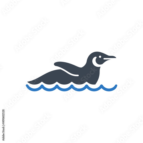 Bird Swimming Water Icon