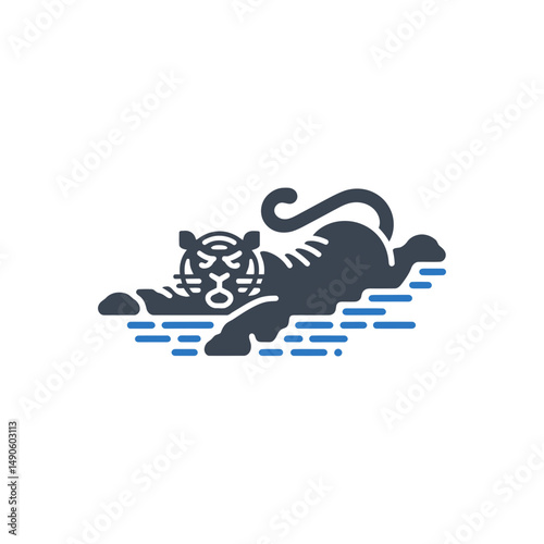 Swimming Tiger Icon