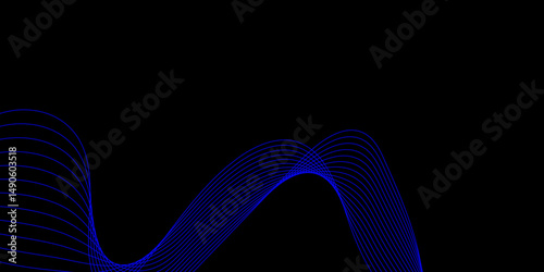 Abstract blue background with a glowing abstract waves. Abstract wave element for design. Digital frequency track equalizer, Futuristic background design. Long exposure, Light painting photography.