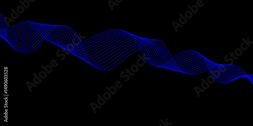 Abstract blue background with a glowing abstract waves. Abstract wave element for design. Digital frequency track equalizer, Futuristic background design. Long exposure, Light painting photography.