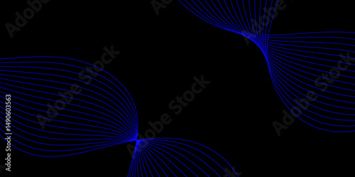 Abstract blue background with a glowing abstract waves. Abstract wave element for design. Digital frequency track equalizer, Futuristic background design. Long exposure, Light painting photography.