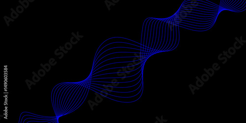 Abstract blue background with a glowing abstract waves. Abstract wave element for design. Digital frequency track equalizer, Futuristic background design. Long exposure, Light painting photography.