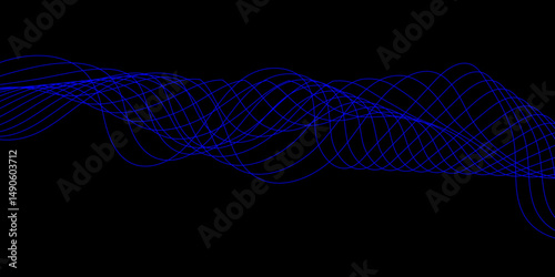 Abstract blue background with a glowing abstract waves. Abstract wave element for design. Digital frequency track equalizer, Futuristic background design. Long exposure, Light painting photography.