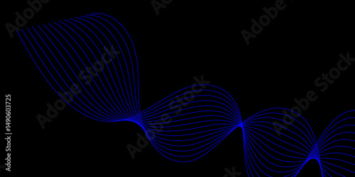 Abstract blue background with a glowing abstract waves. Abstract wave element for design. Digital frequency track equalizer, Futuristic background design. Long exposure, Light painting photography.