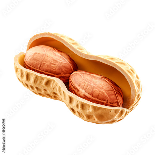 Two peanuts inside their shell closeup view