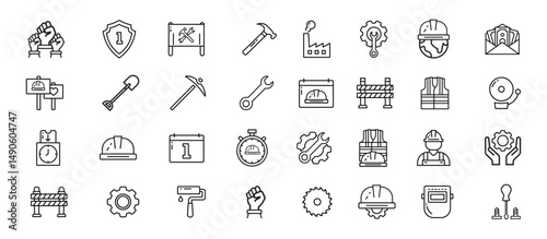 Labor Day Workers tools and symbols