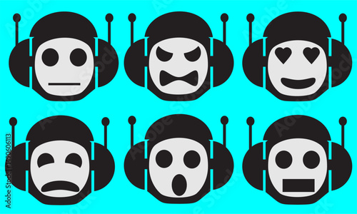 robot head emoji icon angry like sad amazed shocked