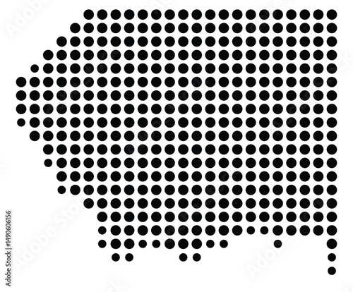 Symbol Map Of the County Pottawatomie (Kansas, US) showing the County with a few black dots photo
