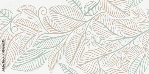 Elegant Line Art Leaves Pattern Background