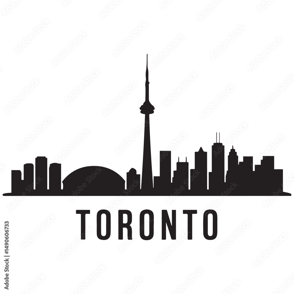 Fototapeta premium Toronto City skyline Vector black silhouette. with white background