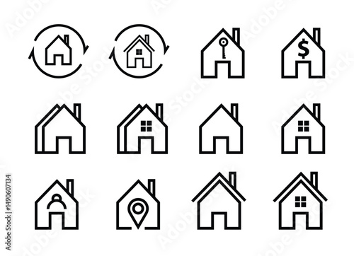 Minimalist house icons illustrate diverse concepts