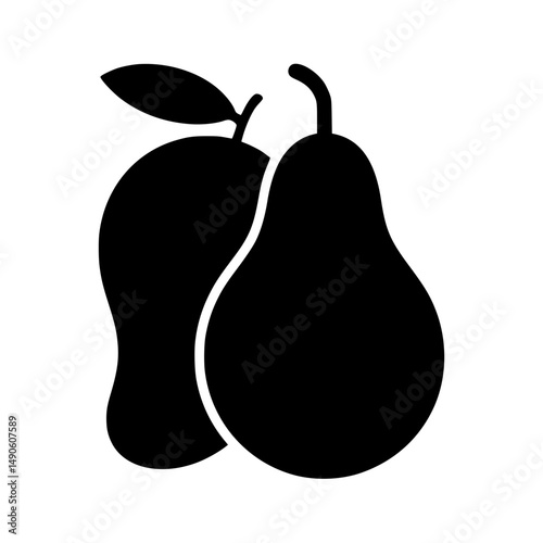 Silhouette of a pear and mango side by side