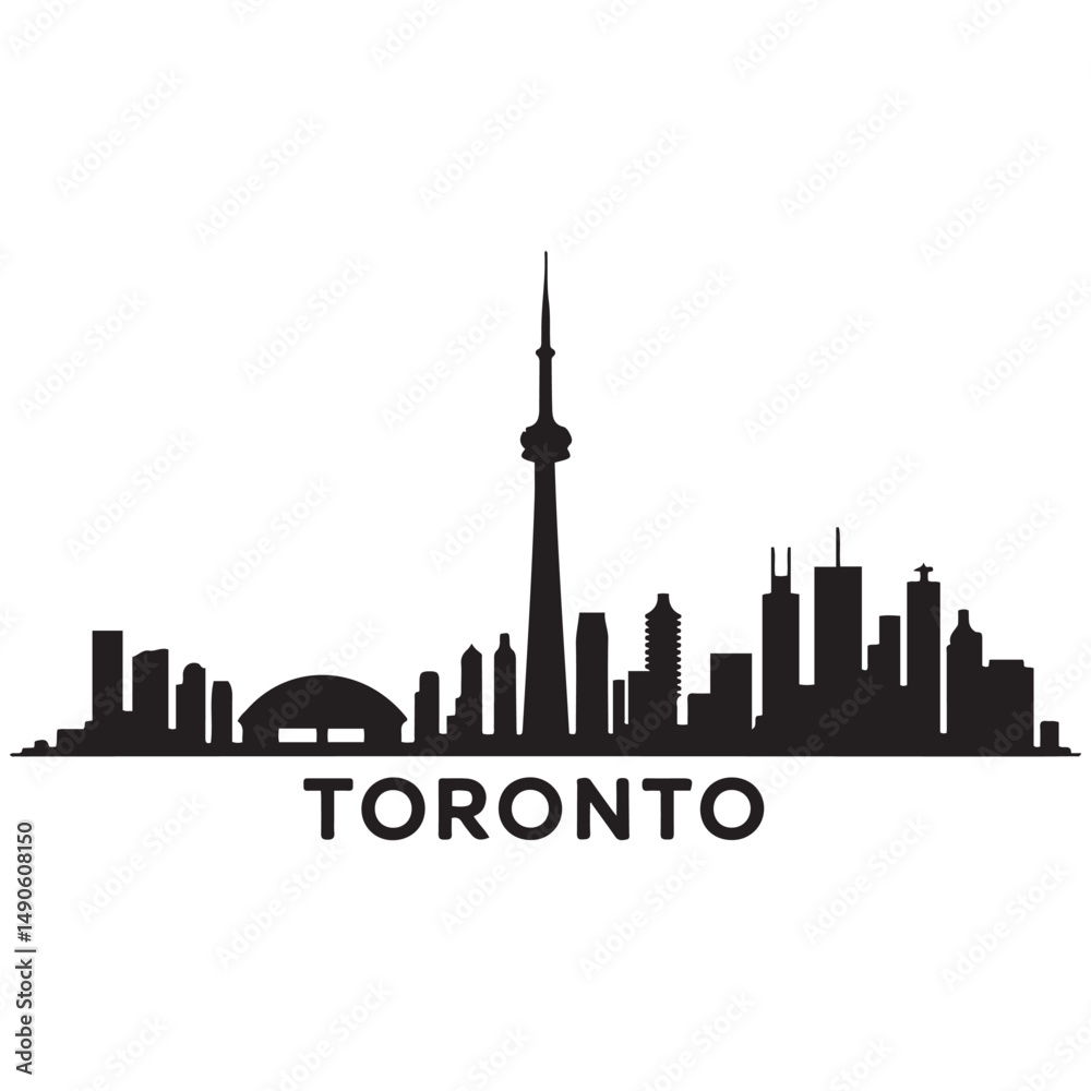 Fototapeta premium Toronto City skyline Vector black silhouette. with white background